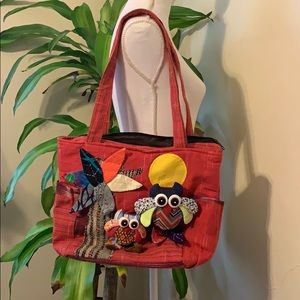 Cloth owl tote bag with matching coin purse